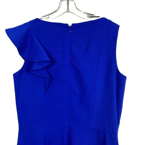 Calvin Klein Royal Blue Ruffle Sheath Dress Size 8 - Picture 10 of 15